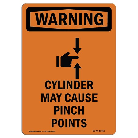 Signmission OSHA WARNING Sign, Cylinder May Cause W/ Symbol, 24in X 18in Decal, 18" W, 24" L, Portrait OS-WS-D-1824-V-13050